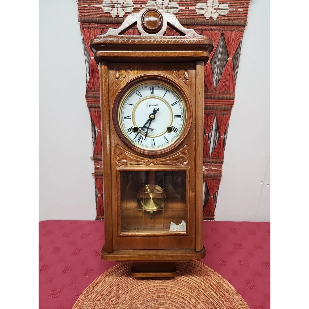 Vintage Powell 35 Day Key Wind Parlor Clock Tested Working 1980s In Original Box
